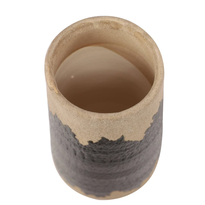 Set of 2 Black Porcelain Contemporary Vase, 7" x 12"