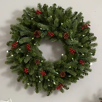 30" Pre-Lit Berries & Pinecones Wreath