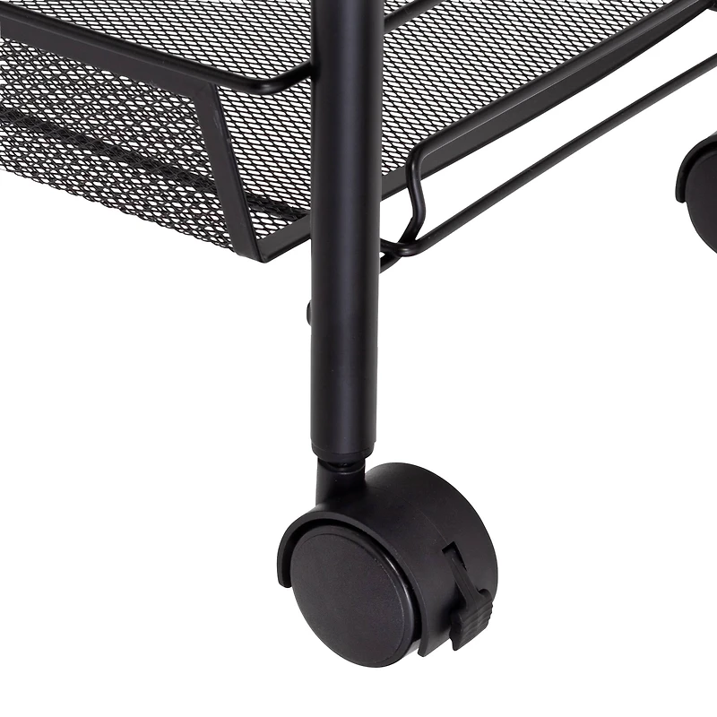 Honey Can Do Black 4-Tier Metal Rolling Cart with Trays