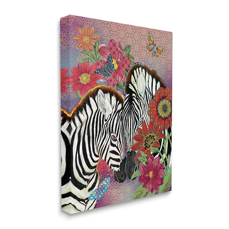 Stupell Industries Loving Zebra Pair over Pink Arabesque Pattern Canvas Wall Art