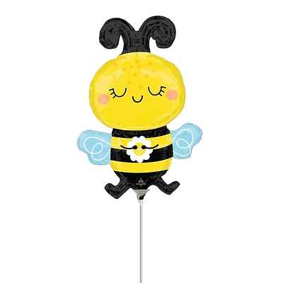 14" Happy Bee Stick Balloon
