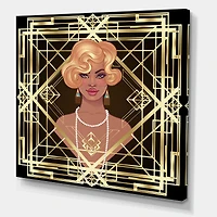 Designart - Retro Women In Golden Art Deco Geometrics III
