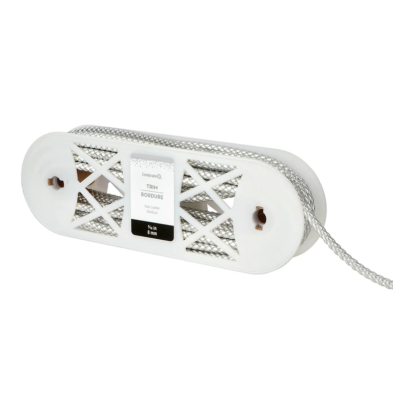 5/16" Silver Faux Leather Trim by Celebrate It® 