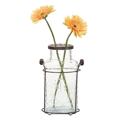 Hello Honey® Glass Vase in Metal Stand with Metal Frog Lid