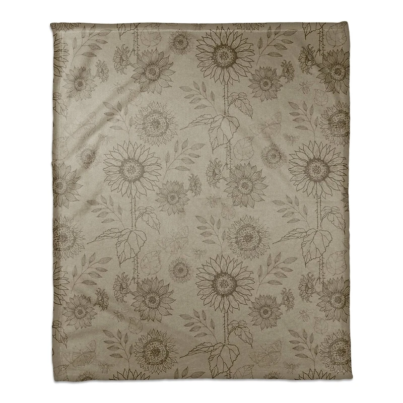 Sunflower Icons Coral Fleece Blanket