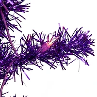6ft. Pre-Lit Purple Tinsel Artificial Christmas Tree, Clear Lights
