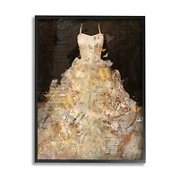Stupell Industries Detailed Evening Gown Dress Text Collage Butterflies Framed Giclee Art