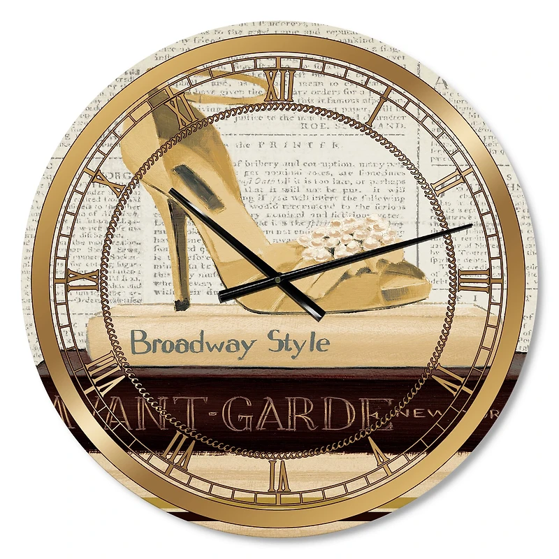 Designart 'Gold Fashion High Hells Iii Glam Wall Clock