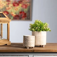 Gray & White Footed Stone Planter Set