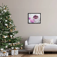 Stupell Industries Glimmering Pink Christmas Ornaments Framed Floater Canvas Wall Art