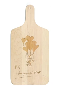 Valentines Balloons 8" x 17" Maple Paddle Cutting Board