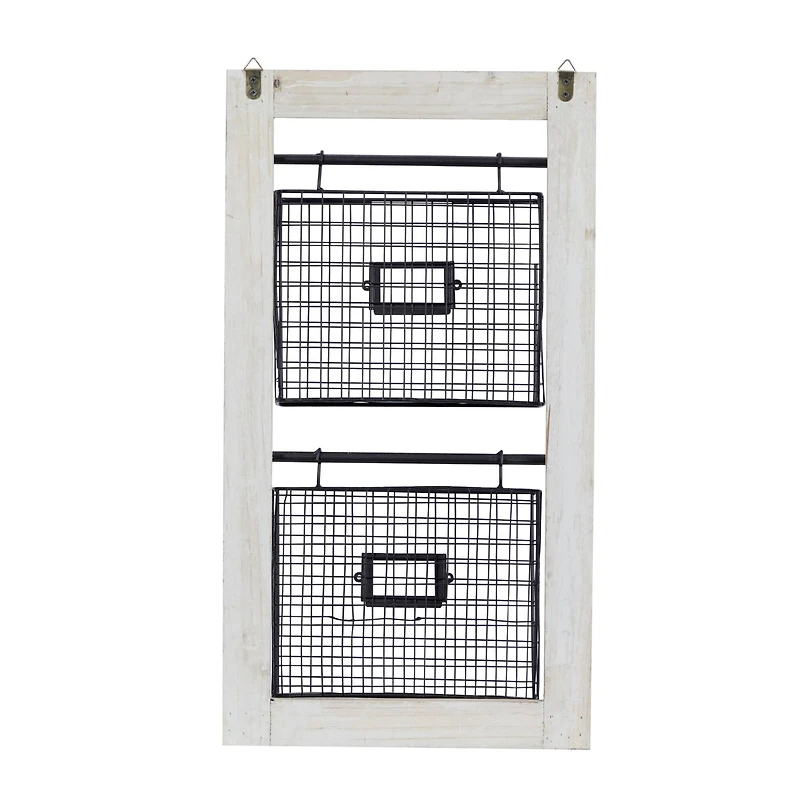 25" Black Metal Farmhouse Magazine Rack Holder