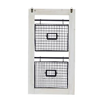 25" Black Metal Farmhouse Magazine Rack Holder