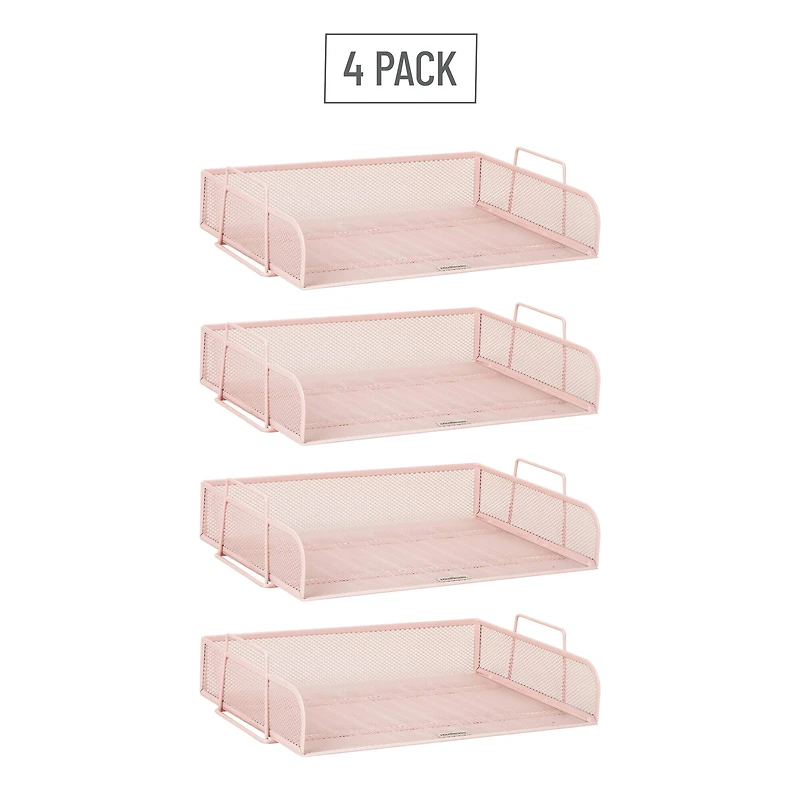 Mind Reader Stackable Paper Tray, Desktop Organizer, File Storage, Office, Metal Mesh, 4 Pcs