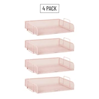 Mind Reader Stackable Paper Tray, Desktop Organizer, File Storage, Office, Metal Mesh, 4 Pcs