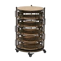 Brown Metal Farmhouse Storage Cart, 28" x 17" x 17"