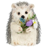5" Cream & Gray Easter Hedgehog Floral Figurine
