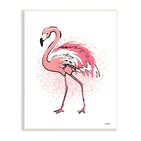 Stupell Industries Pink Splatter Flamingo Feathers Tropical Bird Wall Plaque