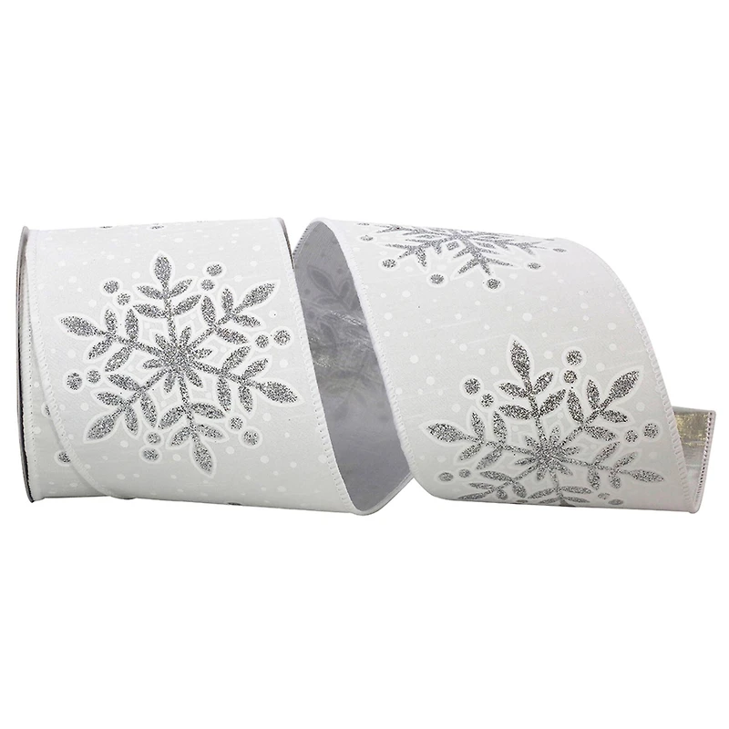 JAM Paper 4" x 10yd. Wired Snowflake Glitter Ribbon