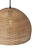 Hello Honey® Calypso Stained Natural Metal & Handwoven Wicker Dome Ceiling Light