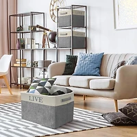 Sorbus 11" Gray Twill Caps Love Live Laugh Storage Basket Set
