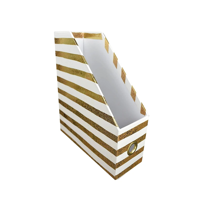 12" White & Gold Decorative Magazine Bin by Ashland®