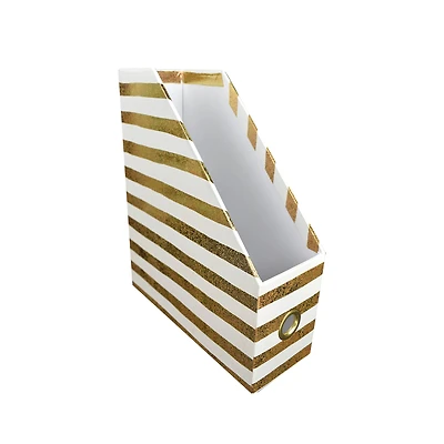 12" White & Gold Decorative Magazine Bin by Ashland®