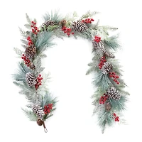6ft. Christmas Berries Frosted Pinecone Garland