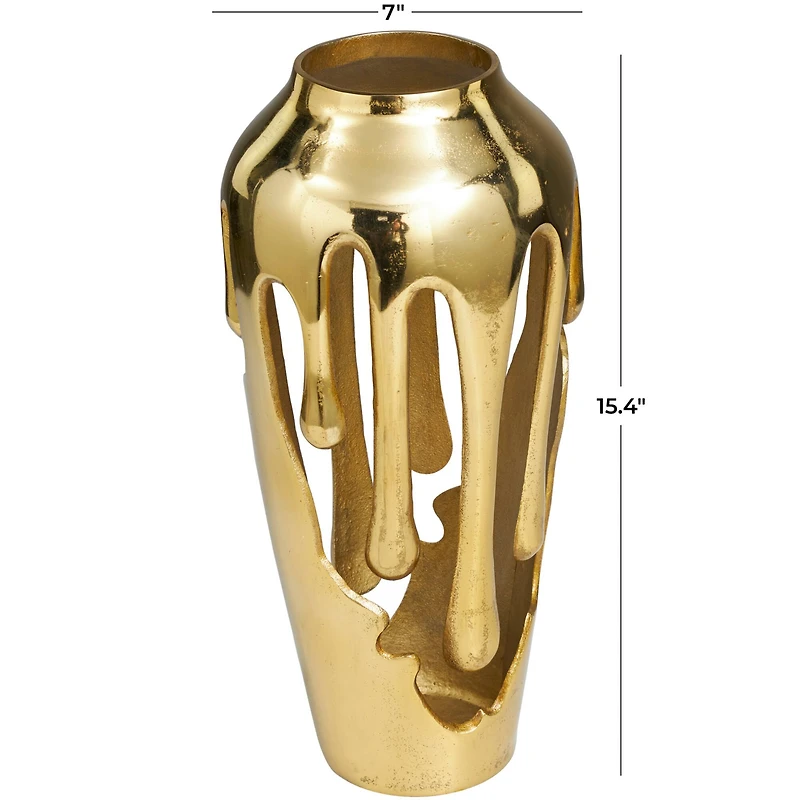 15" Gold Aluminum Melting Drip Vase