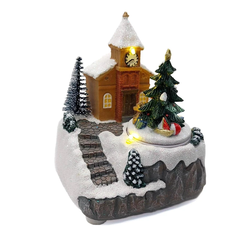 Wizardi 3" Snowy Church Christmas Village Decoration