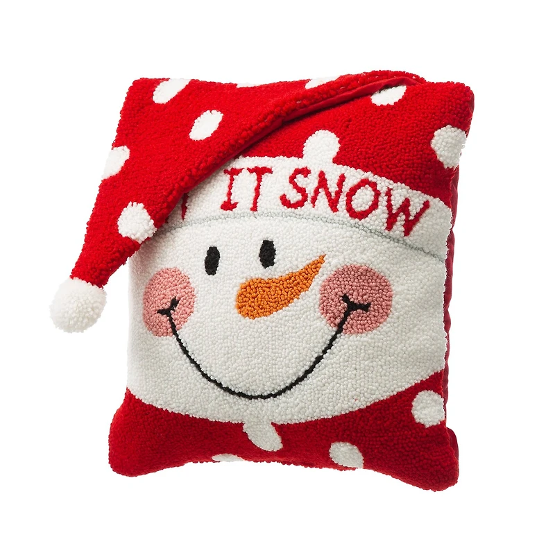 Glitzhome® Hooked 3D Snowman Throw Pillow Set