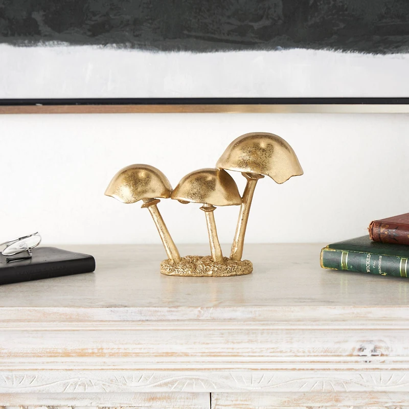 7" Gold Mushroom Metallic Sculpture