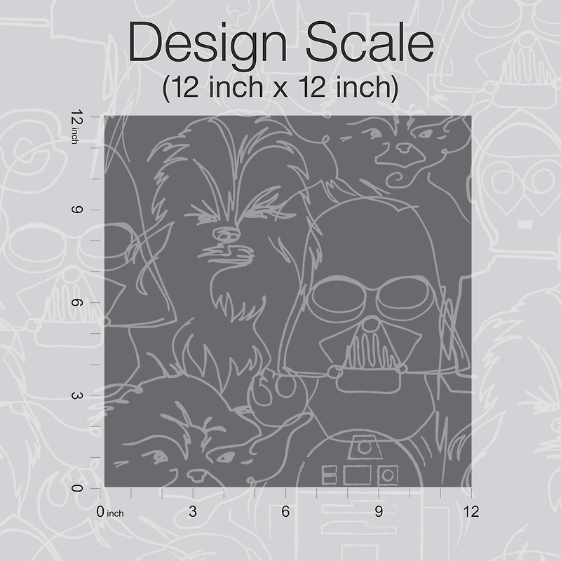 RoomMates Gray Star Wars™ Saga Line Sketches Peel & Stick Wallpaper