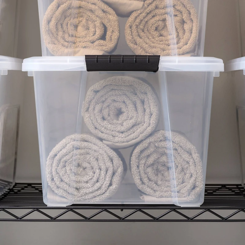 IRIS® 32qt. Buckled Clear Boxes with Clear Buckle Lids, 4ct.