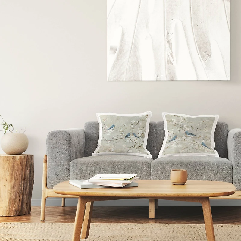 Stupell Industries Blue Birds Perched Tree Blossoms Spring Scene 2 Pillows, Each 18" x 18"