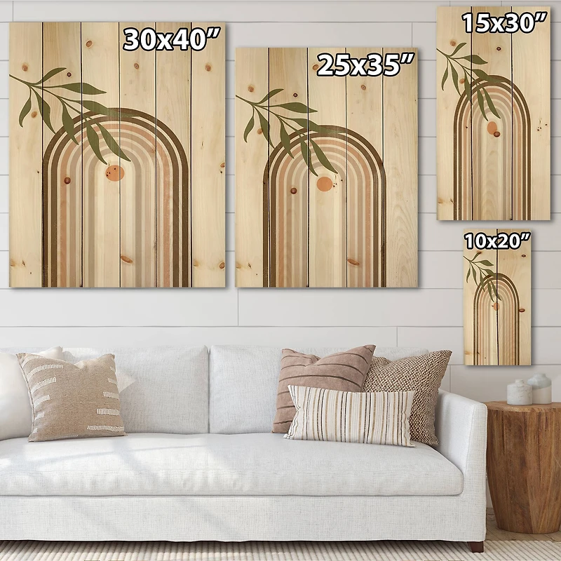 Designart - Abstract Sun and Moon With Green Leaf I