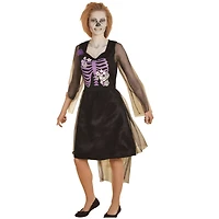Black & Purple Skeleton Bride Ladies Costume