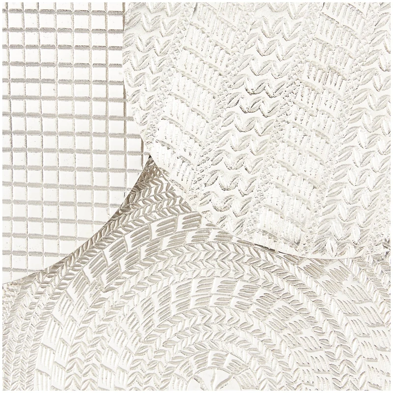 Silver Aluminum Plate Wall Decor with Textured Pattern 18" x 3" x 18"