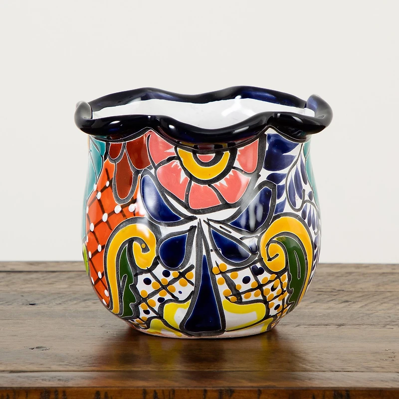7" Handmade Mexican Talavera Ceramic Planter