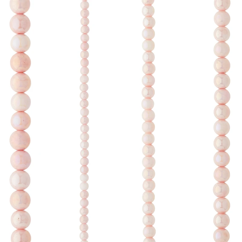12 Pack: Pink Marble Glass Round Beads by Bead Landing™
