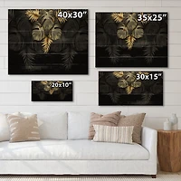 Designart - Black and Gold Tropical Leaves IV