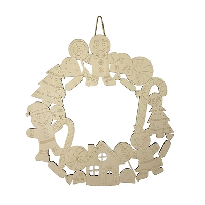 16" Gingerbread Wreath DIY Wood Décor by Make Market®