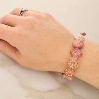 Pink Starburst Czech Glass Diamond & Flat Round Bead Mix by Bead Landing™