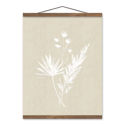 Boho Leaves Silhouette I Teak Hanging Canvas