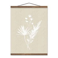 Boho Leaves Silhouette I Teak Hanging Canvas