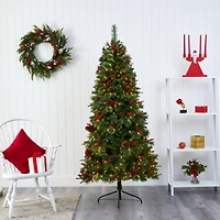 6.5ft. Pre-Lit Norway Mixed Pine Artificial Christmas Tree, Clear LED Lights