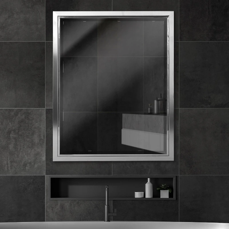 Head West Nickel & Chrome Framed Wall Vanity Mirror