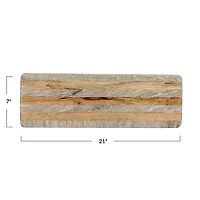 Hello Honey® 21" Beige Marble & Mango Wood Stripes Cheese Board