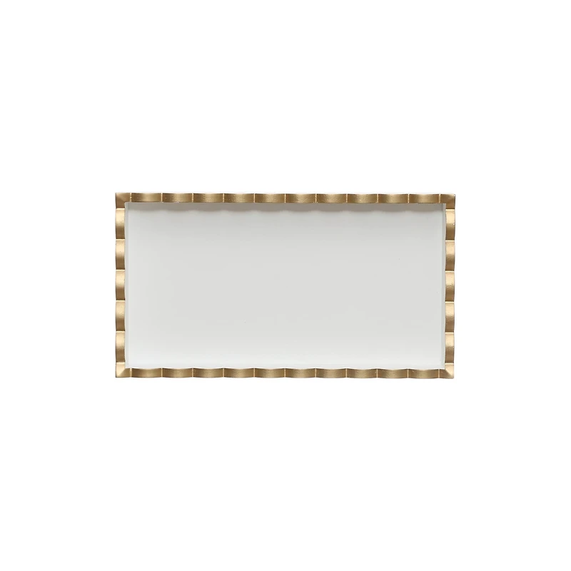 12.5" White & Gold Trim Decorative Tabletop Tray by Ashland®