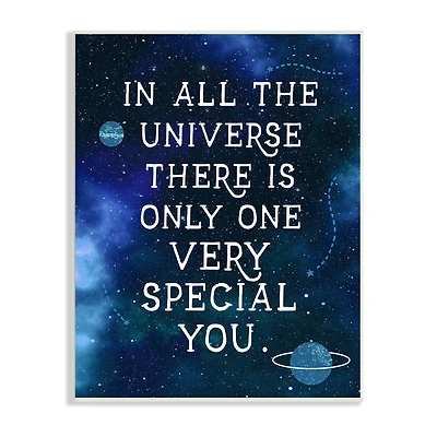 Stupell Industries Only One Very Special You Phrase Blue Universe Wall Plaque